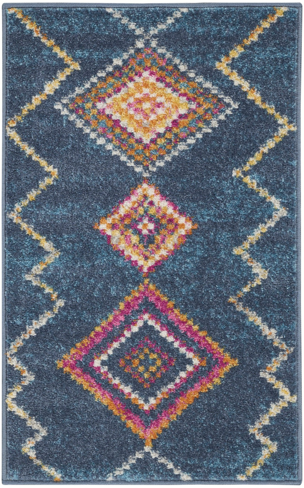 2’ X 3’ Navy Blue Berber Pattern Scatter Rug