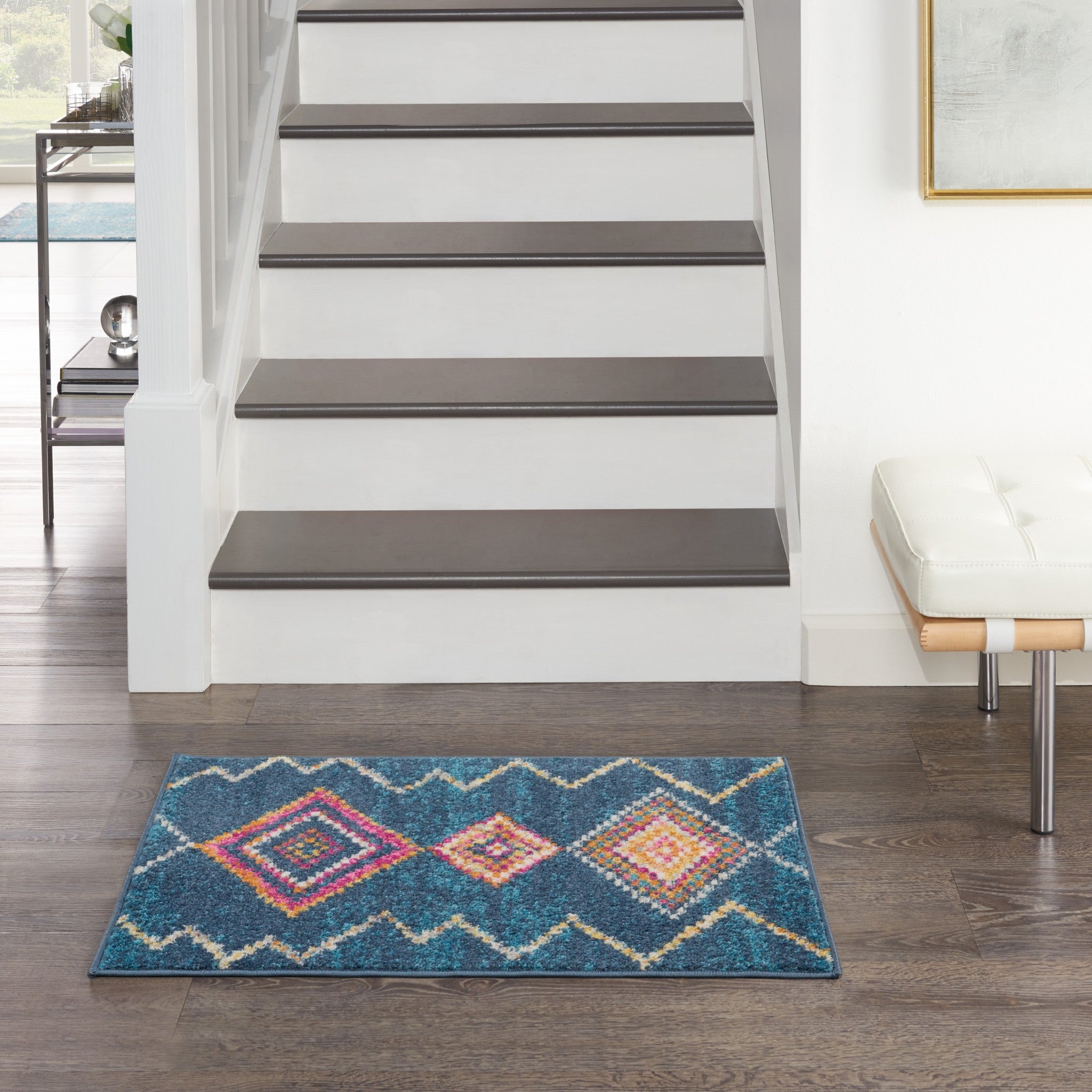2’ X 3’ Navy Blue Berber Pattern Scatter Rug
