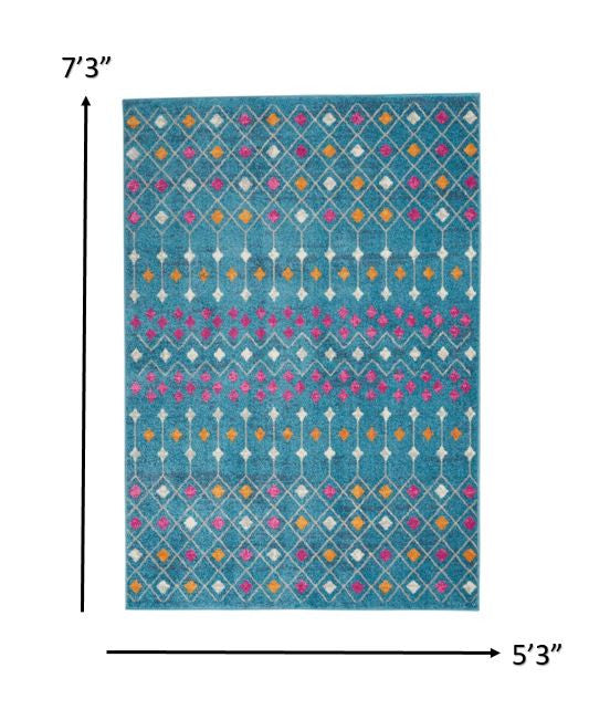 2’ X 3’ Blue Jewels Geometric Scatter Rug