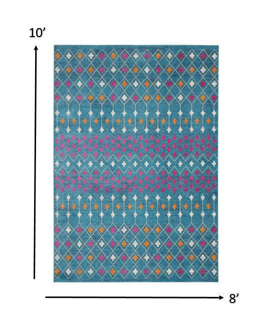 2’ X 3’ Blue Jewels Geometric Scatter Rug