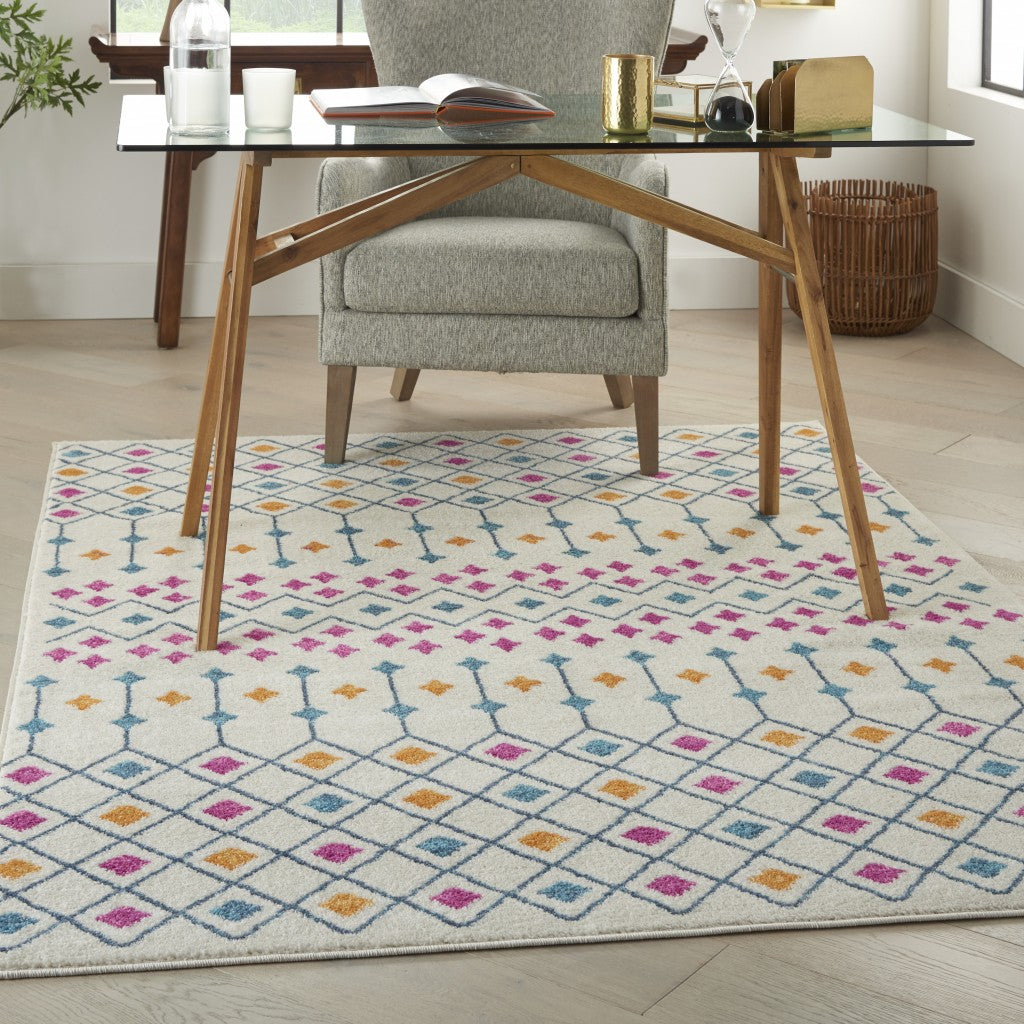 2’ X 3’ Ivory Jewels Geometric Scatter Rug