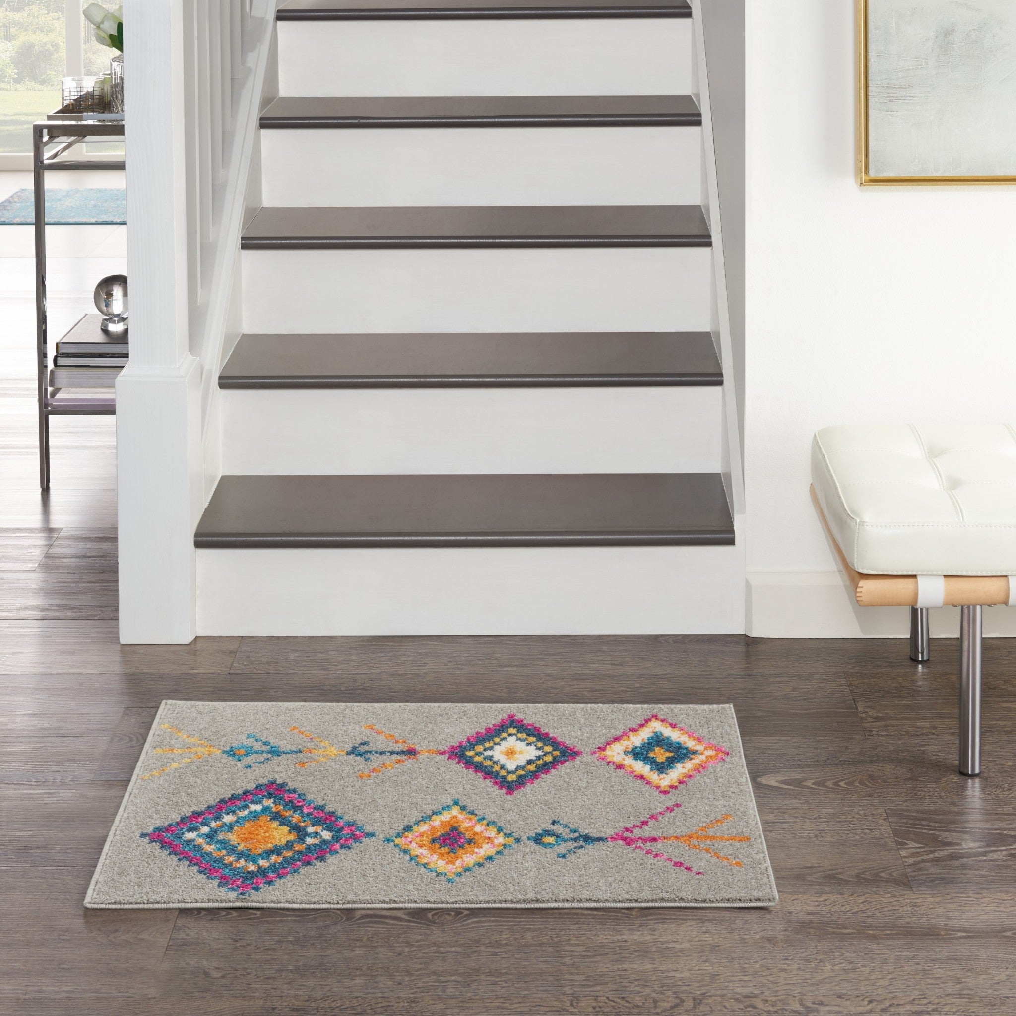 2’ X 3’ Gray And Multicolor Geometric Scatter Rug