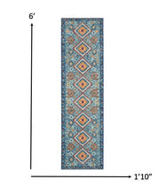 2’ X 3’ Blue And Multi Diamonds Scatter Rug