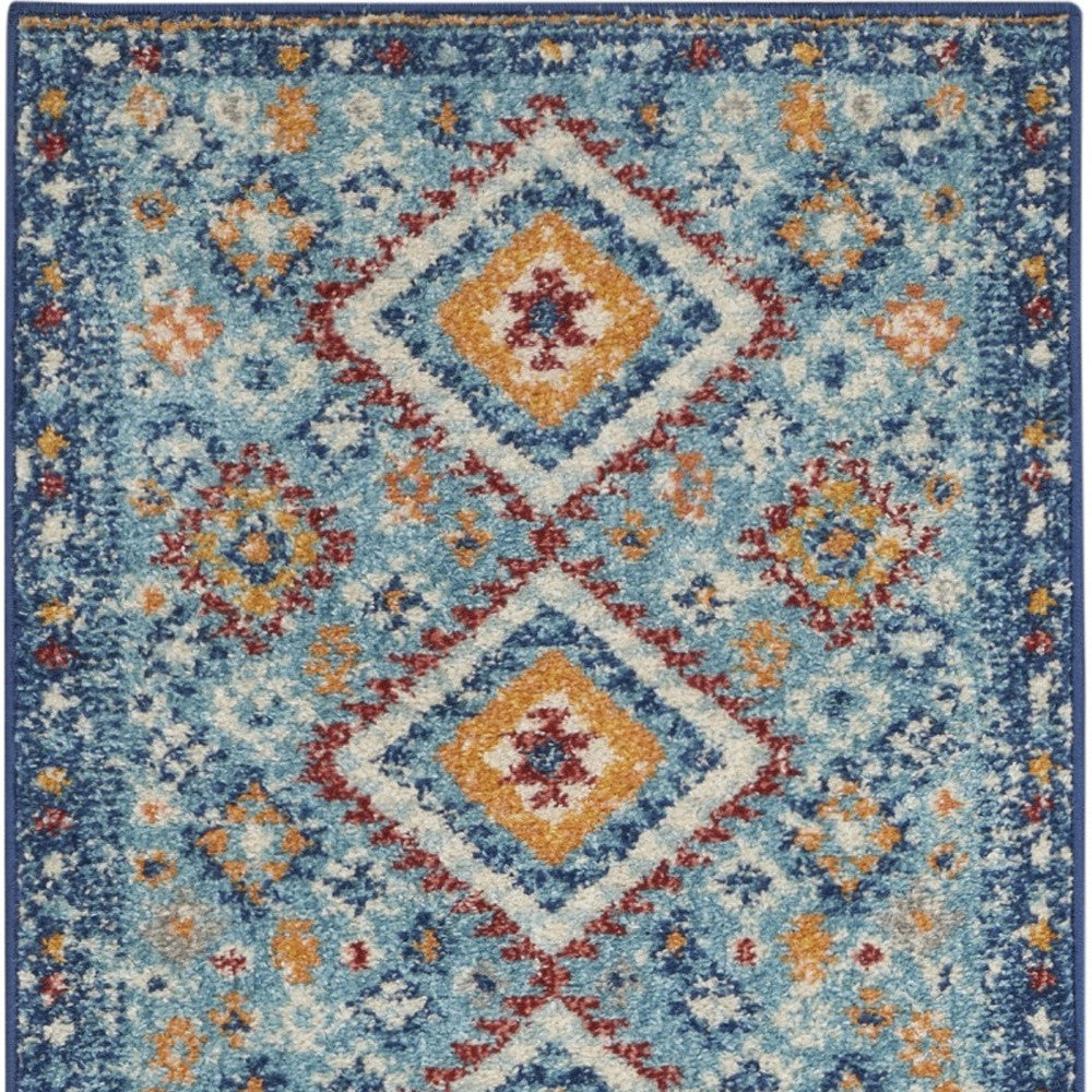 2’ X 3’ Blue And Multi Diamonds Scatter Rug