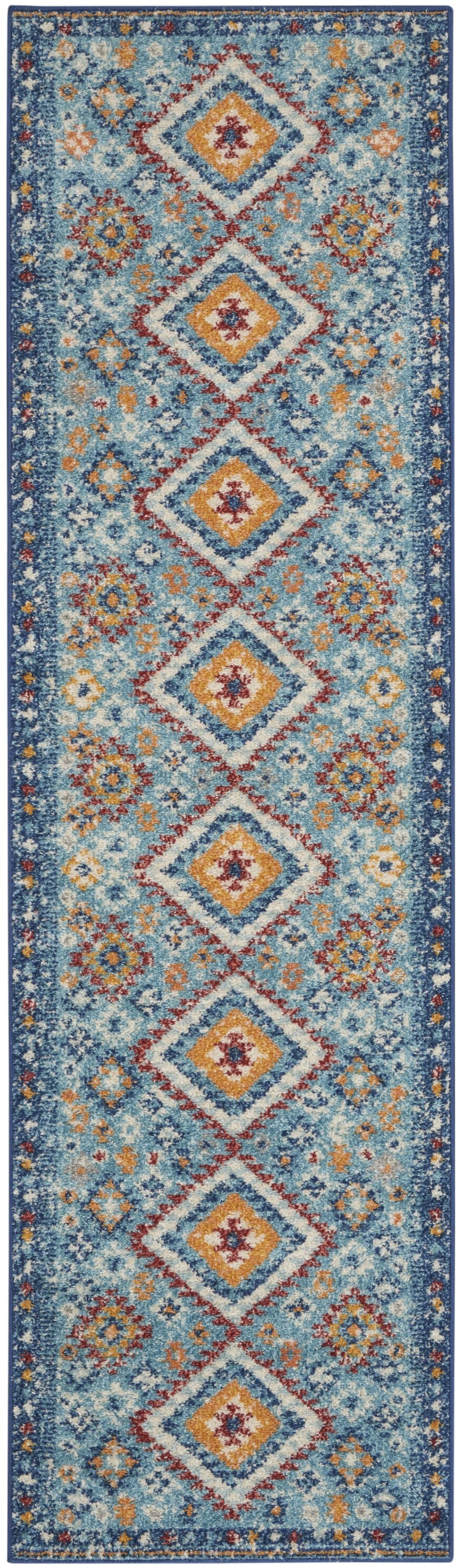 2’ X 3’ Blue And Multi Diamonds Scatter Rug