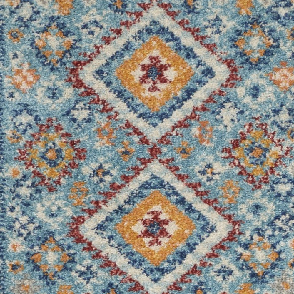 2’ X 3’ Blue And Multi Diamonds Scatter Rug
