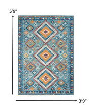 2’ X 3’ Blue And Multi Diamonds Scatter Rug