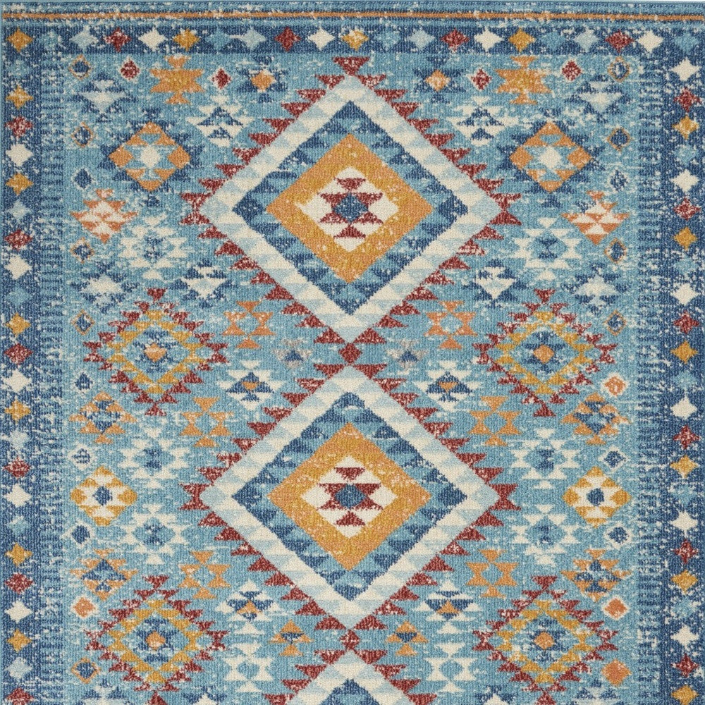 2’ X 3’ Blue And Multi Diamonds Scatter Rug