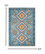 2’ X 3’ Blue And Multi Diamonds Scatter Rug