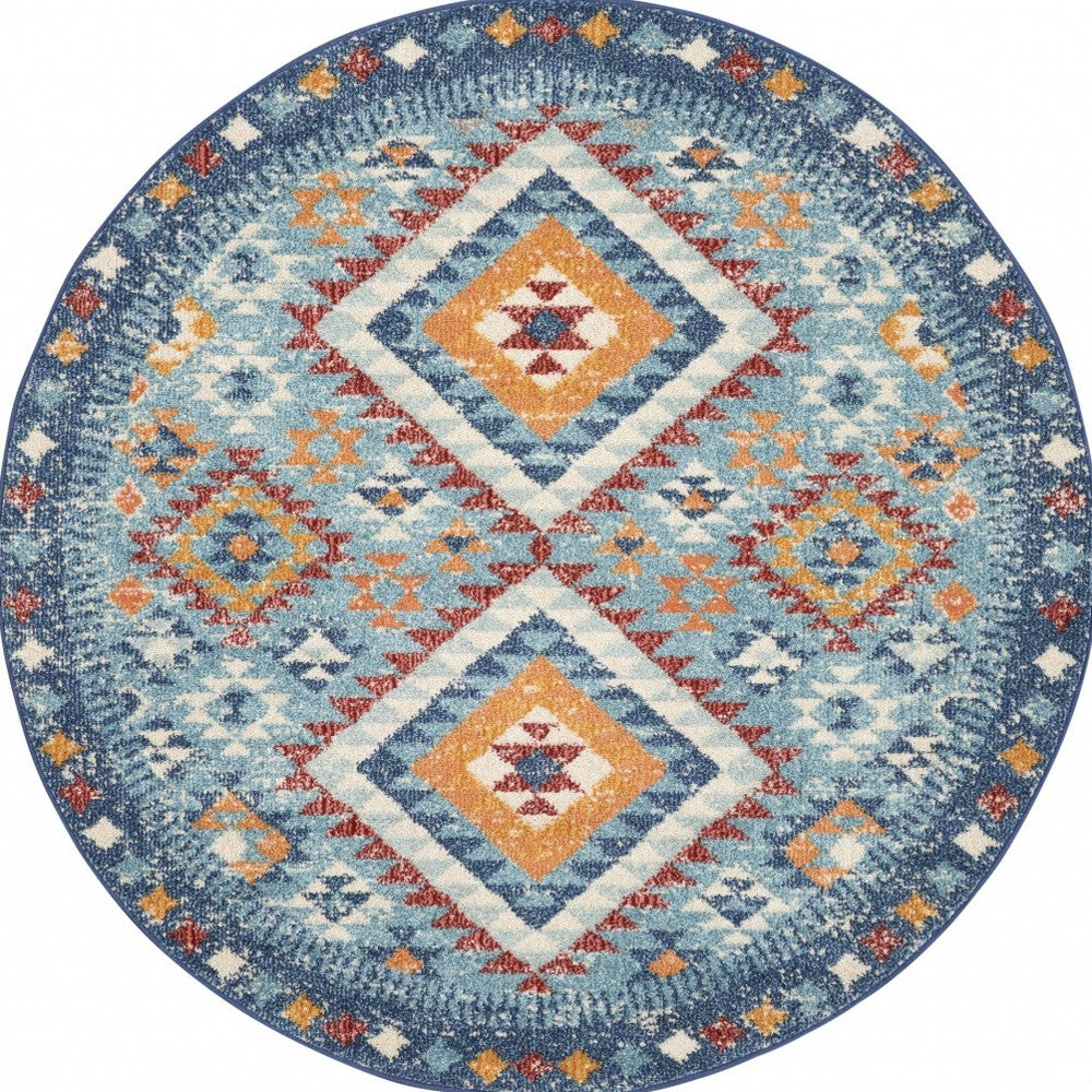 2’ X 3’ Blue And Multi Diamonds Scatter Rug