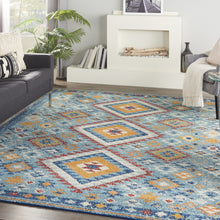2’ X 3’ Blue And Multi Diamonds Scatter Rug