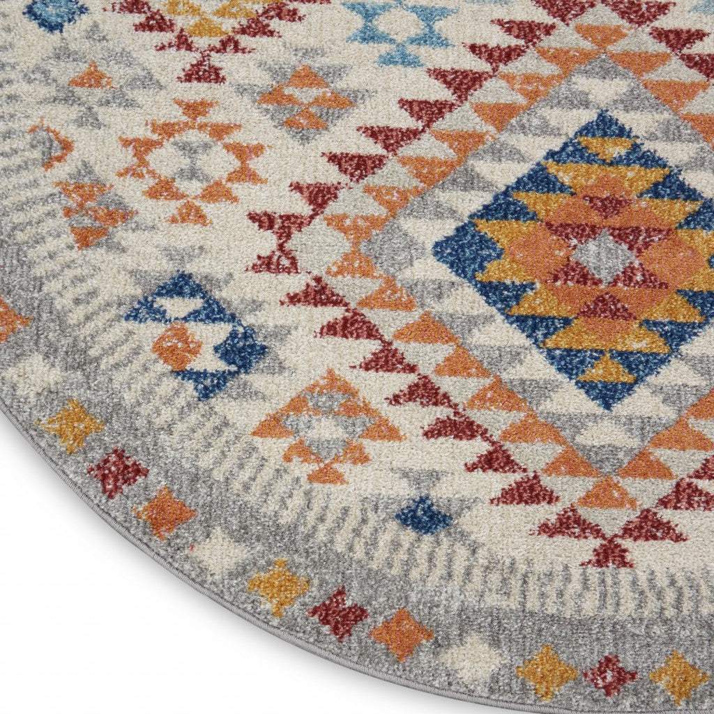 2’ X 6’ Ivory And Red Diamonds Runner Rug