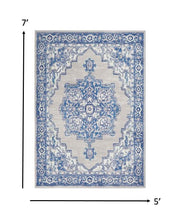 4’ X 6’ Gray And Blue Persian Medallion Area Rug