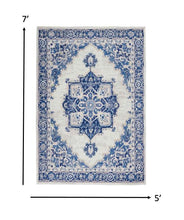 4’ X 6’ Gray And Blue Persian Medallion Area Rug