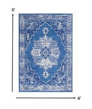 4’ X 6’ Gray And Blue Persian Medallion Area Rug