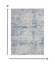 Gray And Blue Abstract Grids Area Rug - 4’ x 6’