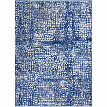 4’ X 6’ Ivory And Navy Abstract Grids Area Rug