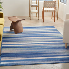 4’ X 6’ Blue And Ivory Halftone Stripe Area Rug