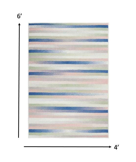 4’ X 6’ Ivory Halftone Stripe Area Rug