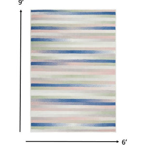 4’ X 6’ Ivory Halftone Stripe Area Rug