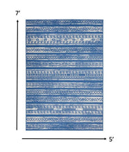 4’ X 6’ Ivory And Blue Distressed Area Rug