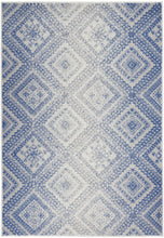4’X6’ Ivory And Blue Lattice Area Rug