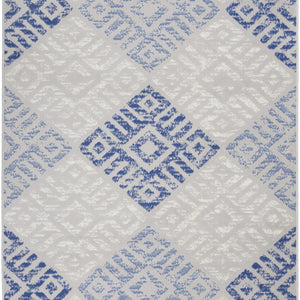 4’ X 6’ Gray And Blue Diamonds Area Rug