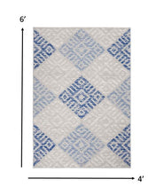 4’ X 6’ Gray And Blue Diamonds Area Rug