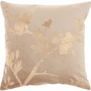 Pink Accent Throw Pillow With Rose Gold Floral Design
