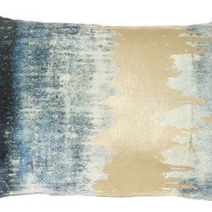 Glamorous Teal Lumbar Pillow With Metallic Gold Accents