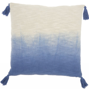 Blue Ombre Tasseled Throw Pillow