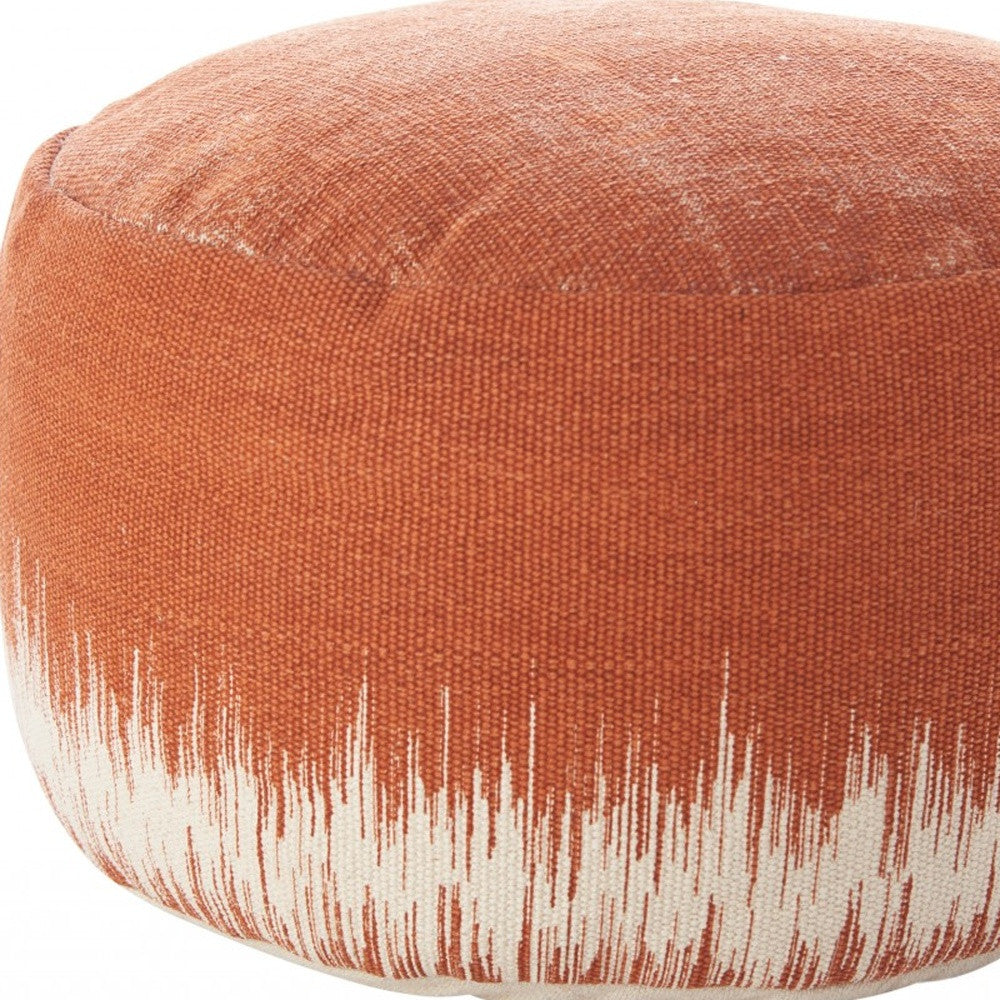 Terra Cotta And Abstract Round Pouf Ottoman 20"