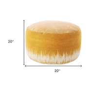 Rustic Yellow Abstract Round Pouf Ottoman 20