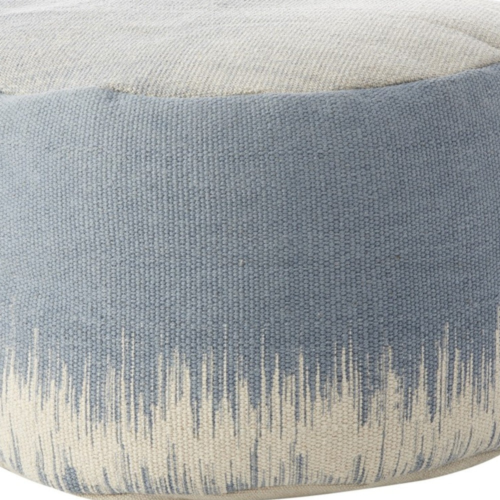 20"  Blue Abstract Round Pouf Ottoman