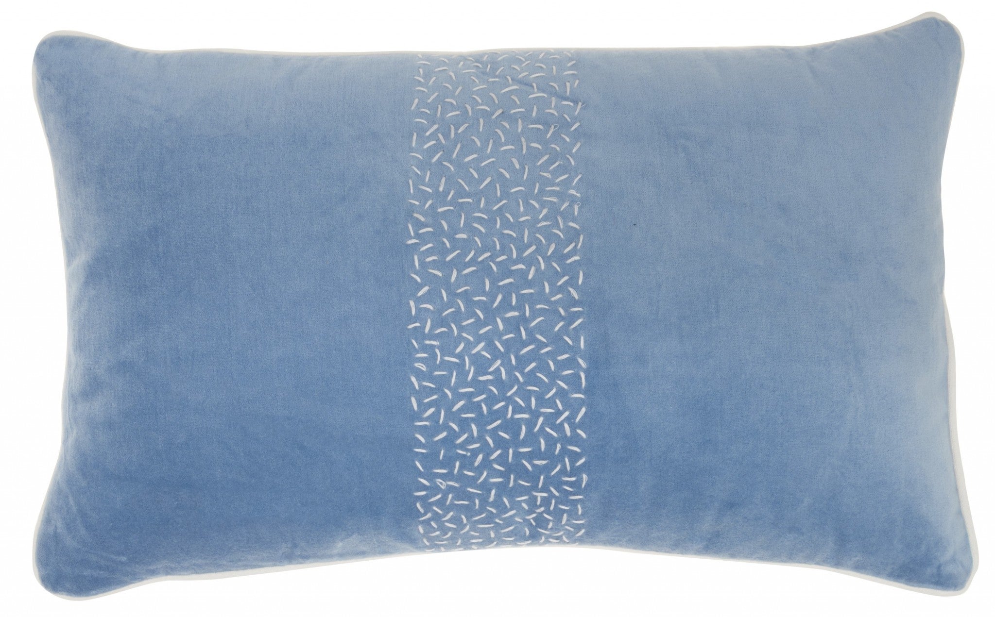 Blue Lumbar Pillow With Center Pattern