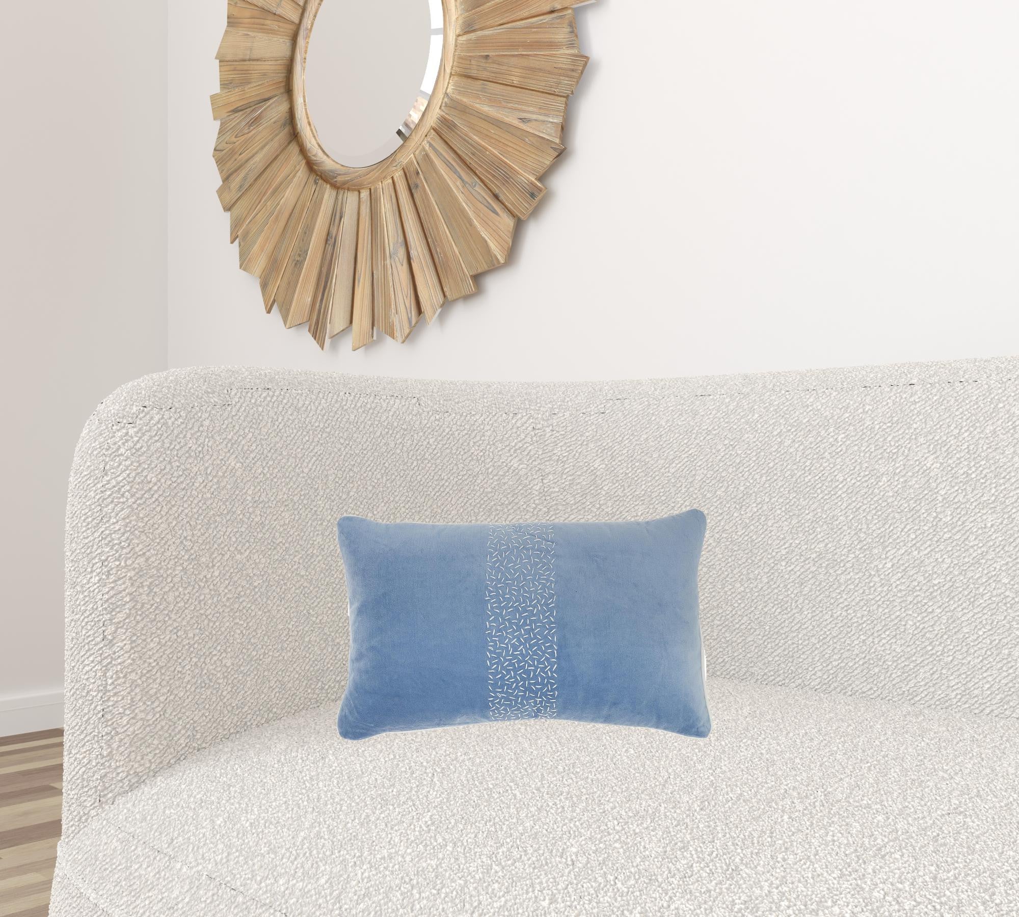 Blue Lumbar Pillow With Center Pattern