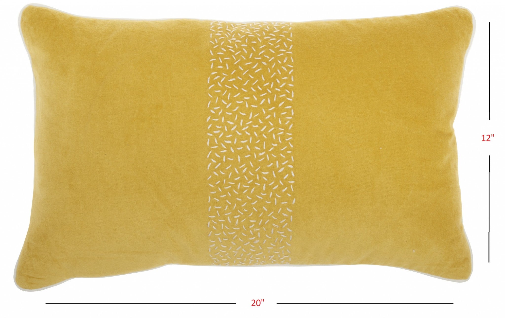 Yellow Lumbar Pillow With Center Pattern