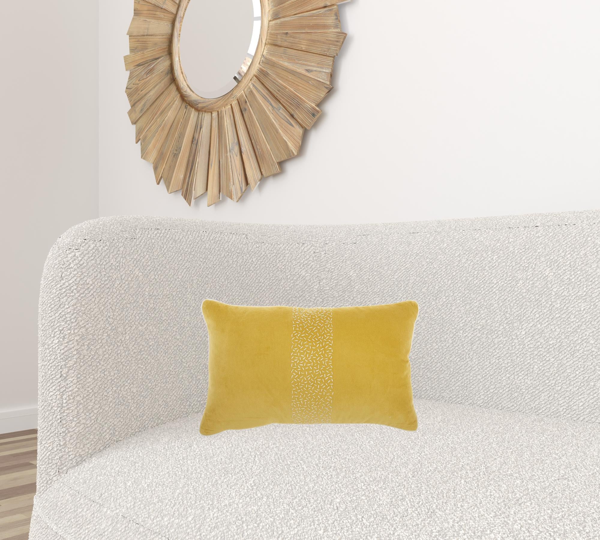Yellow Lumbar Pillow With Center Pattern