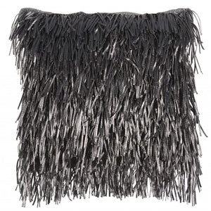 Unique Pewter Grey Shag Accent Pillow