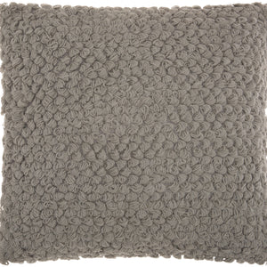 Curly Loops Light Gray Wool Cotton Blend Throw Pillow