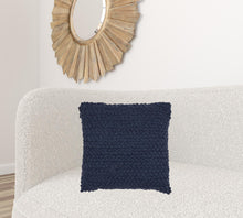 Dark Blue Knotted Detail Throw Pillow
