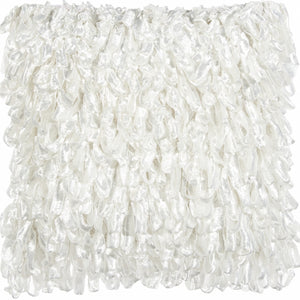 Shiny White Shaggy Throw Pillow