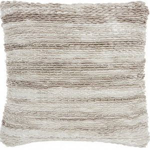 Petite Taupe And White Striped Throw Pillow