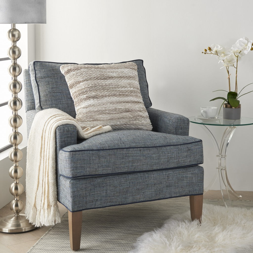 Petite Taupe And White Striped Throw Pillow