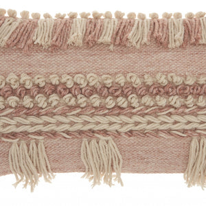 Tea Pink And White Macrame Lumbar Pillow