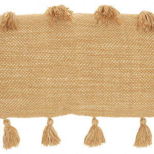 Yellow Tasseled Lumbar Pillow