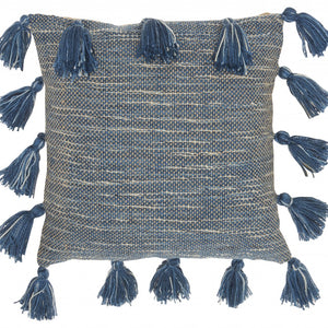 Royal Blue Tasseled Throw Pillow