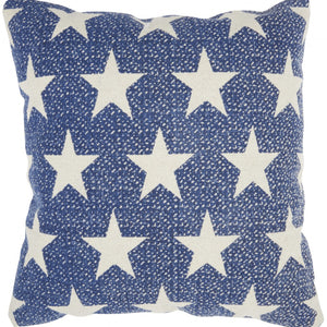 Navy Blue And Ivory Stars Throw Pillow