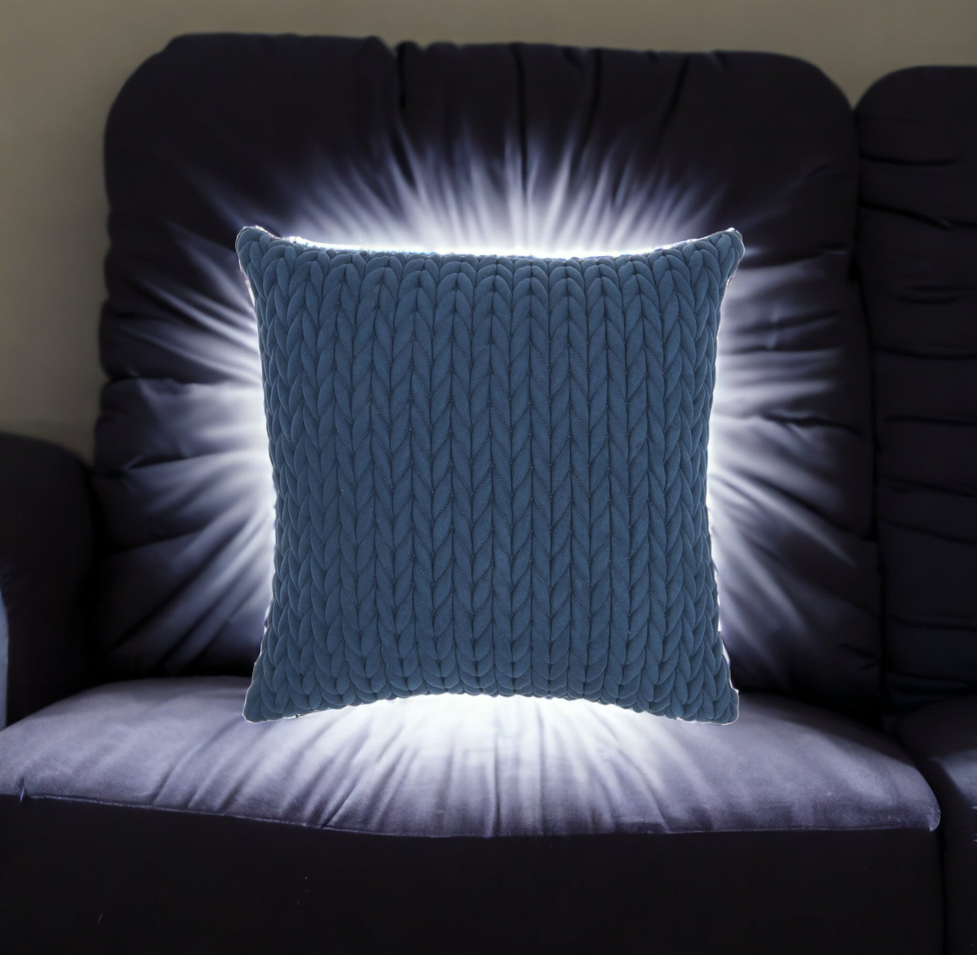 18"X18" Blue Solid Color Polyester Throw Pillow