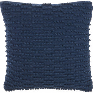 Navy Blue Textured Broken Stripes Throw Pillow